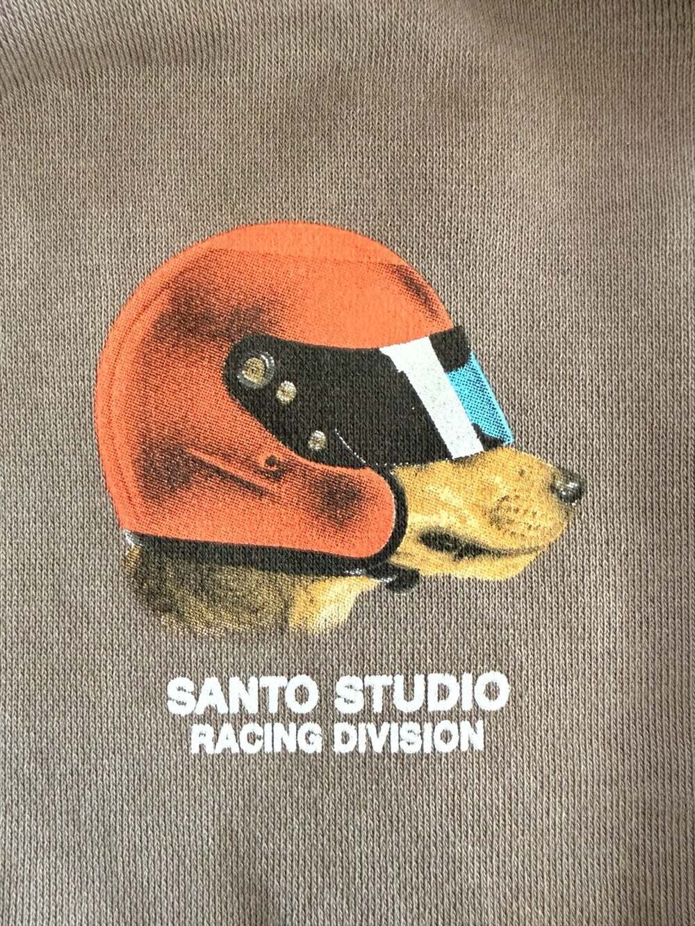 Santo Studio Racing Division Dog Helmet Graphic Hoodie Grey Size XXL - Picture 5 of 7